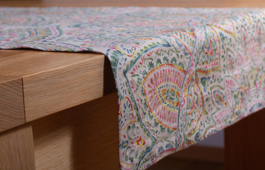 Linenbuy Linen Table Runner Digital Printed Mandala-1 Custom Size Wedding Handmade Washed Mitered Cornertable Decoration