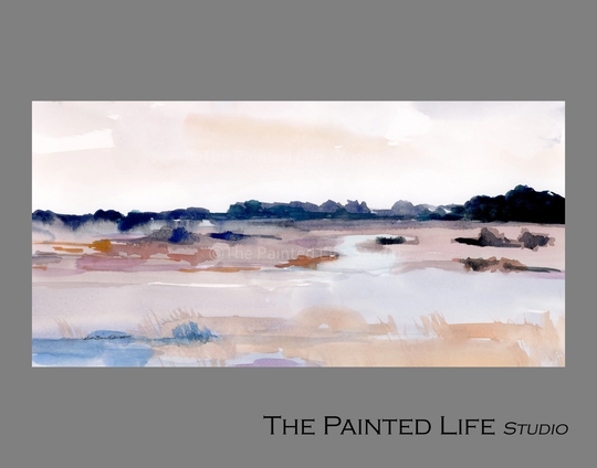 Modern Colorful Field Of Grasses Painting, Grass & Plains Modern Watercolor Fine Art Print in Various Sizes