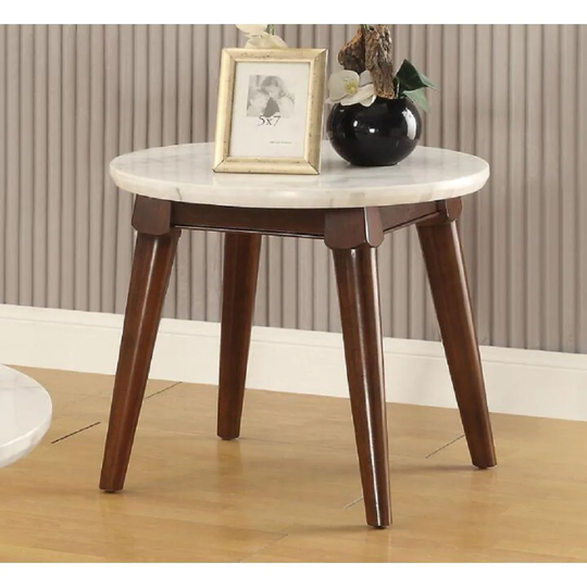 Round Accent Table End Table With Marble Top