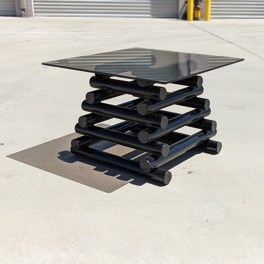 Vintage Postmodern Tubular Side Table | 80S Retro Mcm Post Modern Mid Century Smoked Glass Accent Shipping Not Included