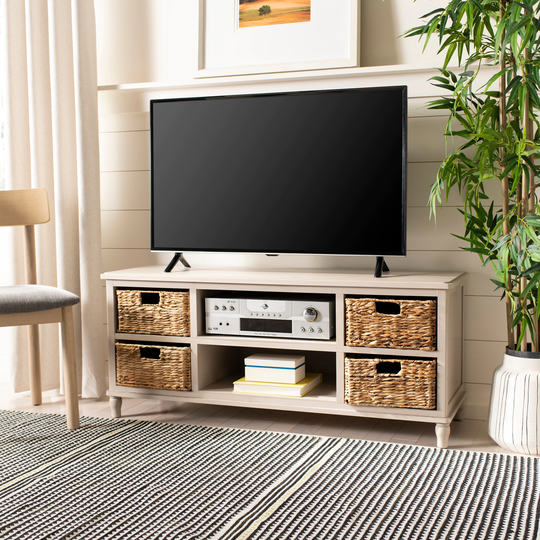 SAFAVIEH Rooney Vintage Grey 4-Drawer Storage 20" Entertainment Console - 47.2" x 15.7" x 20.1"