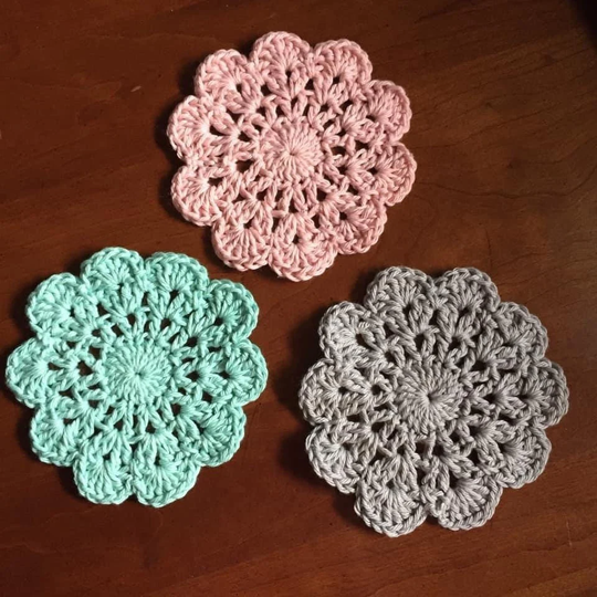 Coasters, Doilies, Pastel Colors, Handmade Crochet