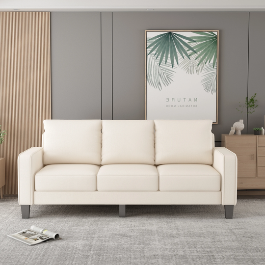 Modern Sofa 75"L x 30.3"W x 35"H Fabric 3 Seat Sofa Couch Furniture for Living Room