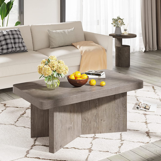 Vintage Rectangle Coffee Table, Grey Cocktails Table Center Table
