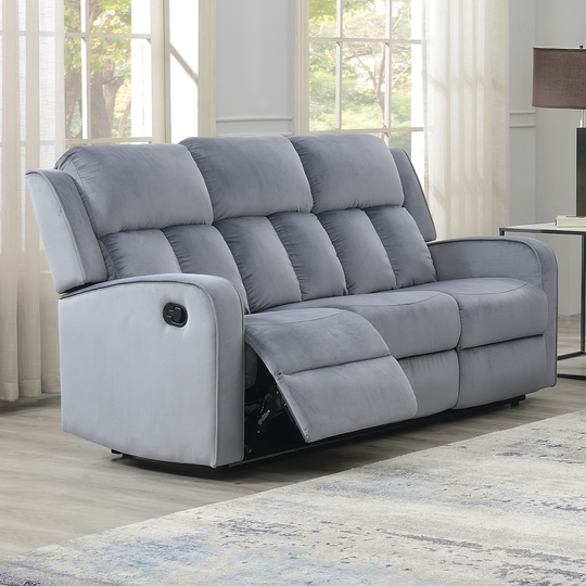 Dale Blue-grey Fabric Upholstered Reclining Sofa