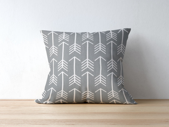 Grey Pillow Cover For Living Room Sofa, Arrow Accent Bedroom, Nursery Or Children's Decor, Housewarming Gift New Home