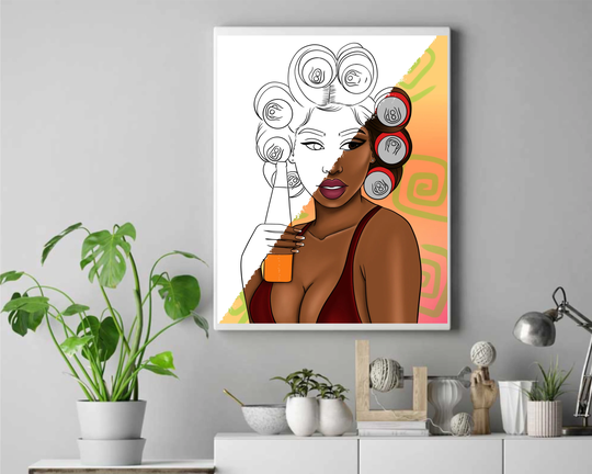 Soda Can Rollers Pre Drawn Outline Diy Stretched Canvas Panel For Adults Teens Paint Party Lady Hats & Sip Wholesale Bulk
