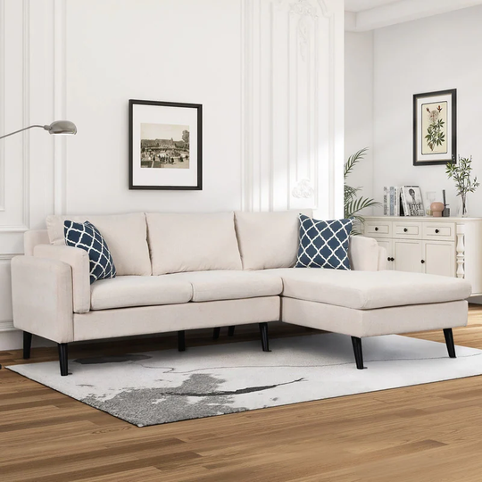 Modern L-Shape Sofa Couch ,Upholstered 3-Seater Sectional Sofa