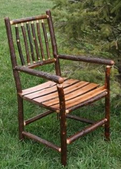 Hickory Log Slat Chair With Arms