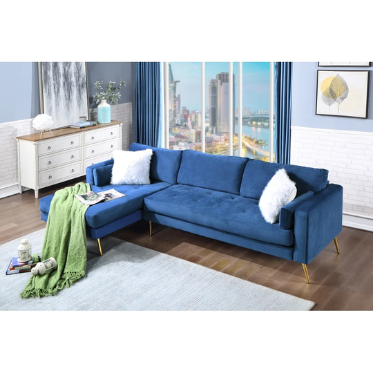 L-Shape Sectional Sofa with Two Pillows