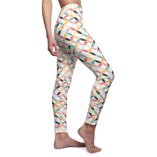 Colorful Womens Leggings, Geometric Yoga Pants, Mid Century Teen Plus Size Leggings