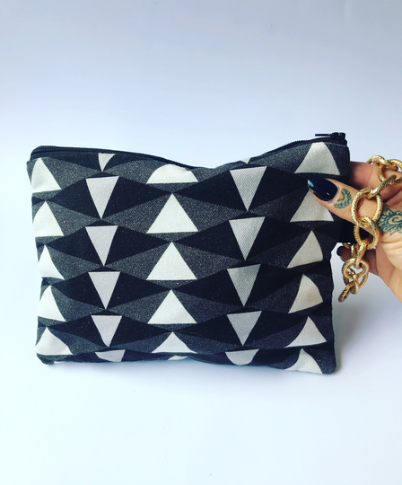Monochrome Print Clutch Purse Makeup Bag Pencil Case Travel Bag