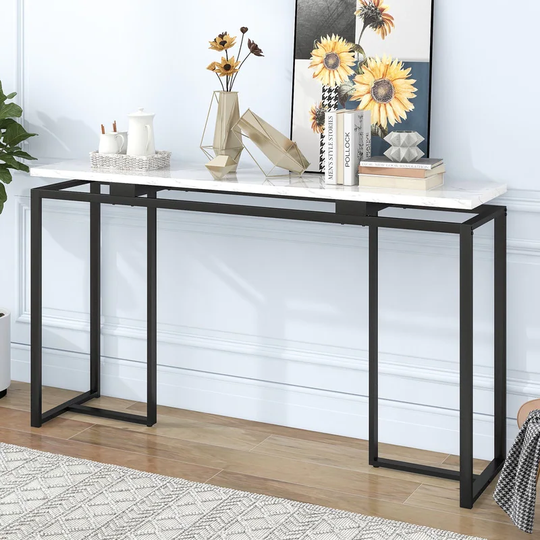 Modern Console Table, Extra Long Entryway Table with Metal Frame for Entryway, Hallway, Living Room, Foyer, Corridor