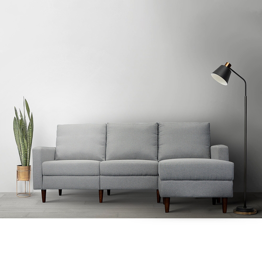 Reversible Sectional Sofa Couch Upholstered Sofa with Tufted Back Storage Chaise, L-Shape Lounge for Living Room, Office (Gray)