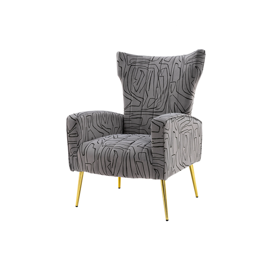 Geometric Design Accent Chair Leisure Single Chair with Tapered Rose Golden Metal Feet for Living Room Decor