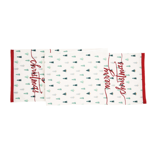 Tree Holiday Printed Red Christmas Table Runner
