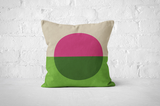 Color Block Linen Pillow Cover, A Retro Cushion Cover in Green & Purple. Colorful Throw Housewarming Gift