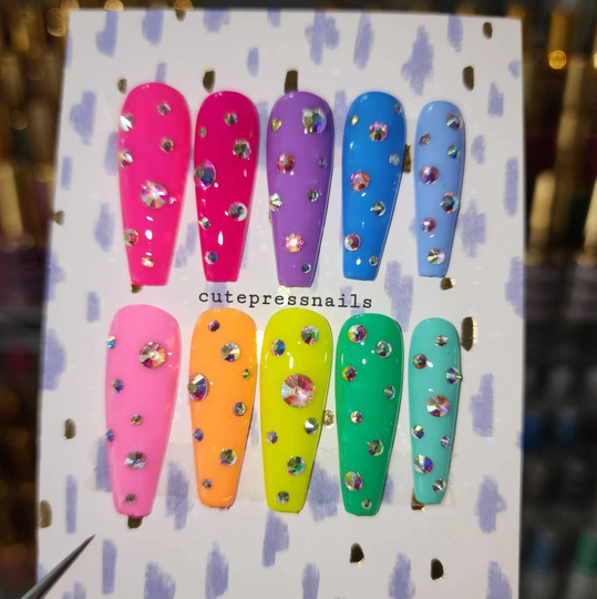 Spring Press On Nails | Mix & Match Y2K Smiley Face Colorful Nails