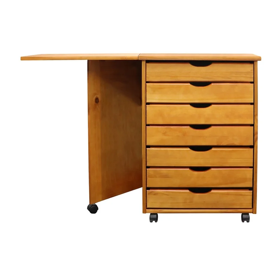 Adeptus Med Pine Solid Wood 7-drawer Gate Leg Roll Cart Desk
