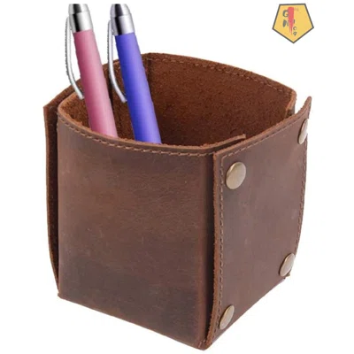 Leather Pen & Pencils Desktop Tray ,Leather Square Pens Pencils Holder Cup ,Desktop Stationery Organizer