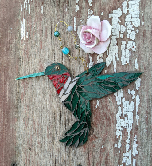 Craft Kits For Adults, Ruby Throated Hummingbird Ornament, Mosaic Kit, Diy Stained Glass Kit, Bird