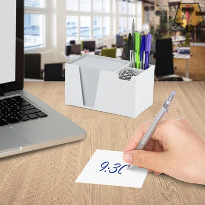 Desktop Organizer Pencil Paper Clip Caddy Holder (Plastic) (With Paper) (White Color)