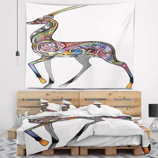 Designart 'Colorful Antelope' Animal Wall Tapestry