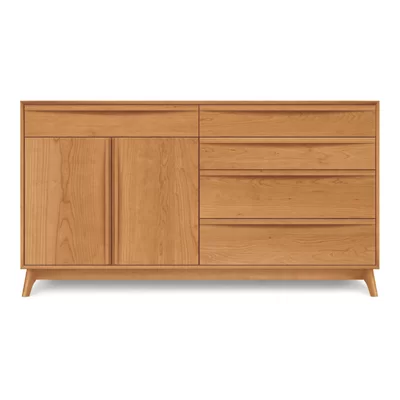 Catalina 66.13'' Wide 5 Drawer Walnut Solid Wood Sideboard