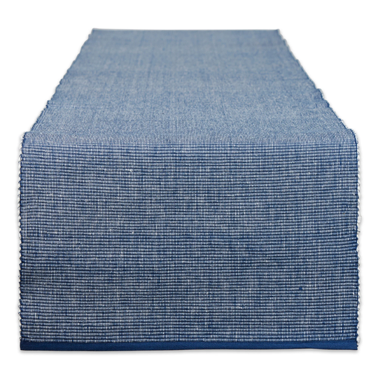 13" x 72" Navy Blue and White 2-Tone Ribbed Table Runner