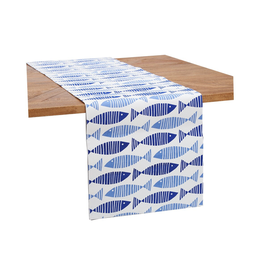 Seaside Striped Fish Printed Table Runner