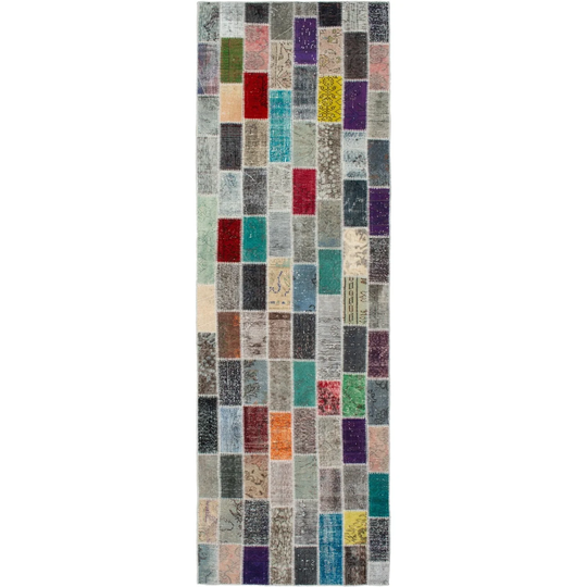ECARPETGALLERY Hand-knotted Color Transition Patchwork Multi Wool Rug - 2'9 x 10'9