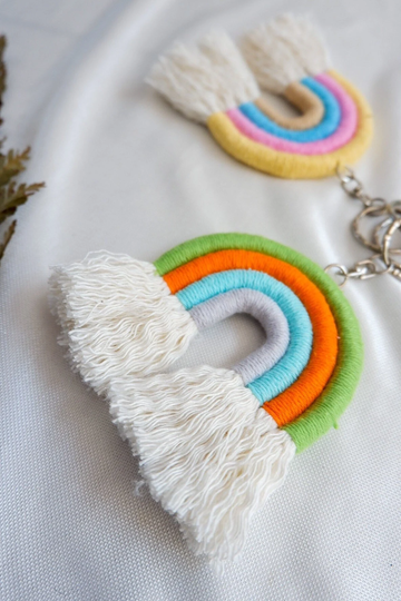 Cute Keychain For Women, Colored Macrame Keychain, Blue, Green, Yellow & Pink Color Keychain