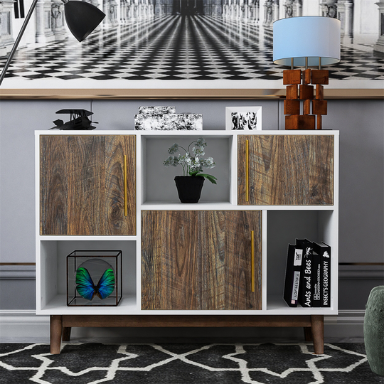 Storage Cabinet,Multipurpose,Display Stand,Sideboard,White&Espresso