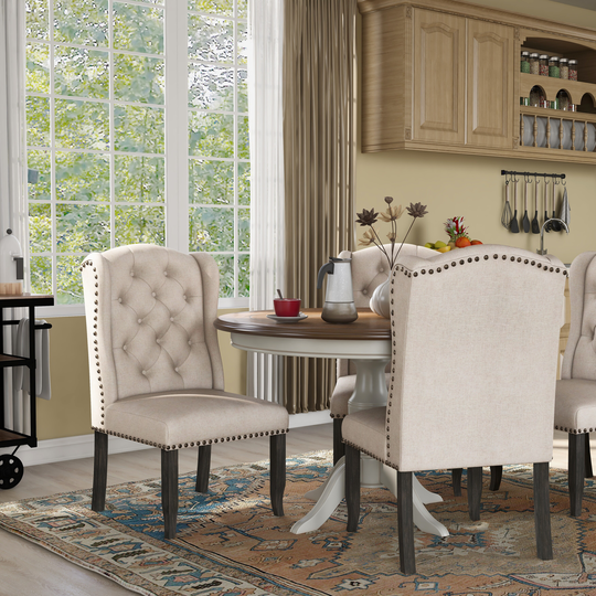 Furniture of America Tays Rustic Linen Dining Chairs (Set of 2)