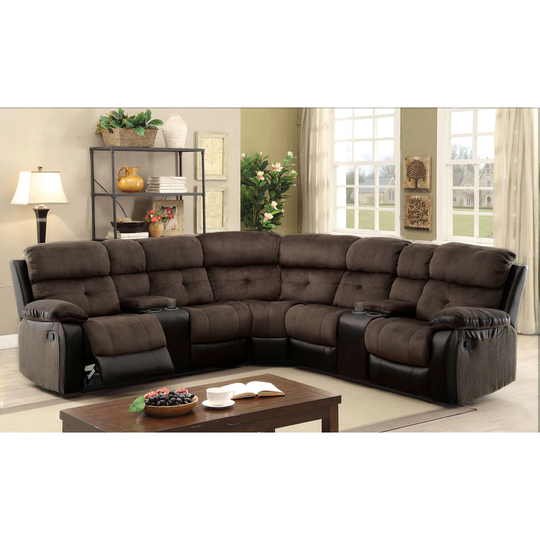 Furniture of America Brown Reclining Sectional Sofa