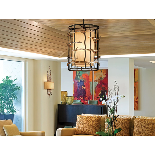 Troy Lighting Adirondack 3-light Graphite and Silver Leaf Entry Pendant