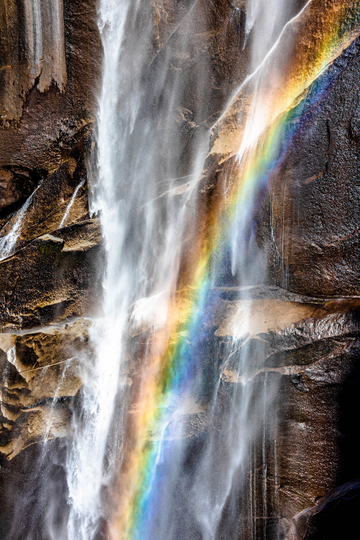 Waterfall Print, Rainbow Colors Vernal Falls Photo, Yosemite Photography