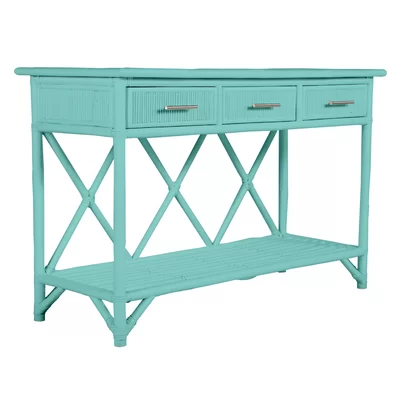 54'' Wide 3 Drawer Rattan Wood Sideboard