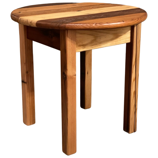Round End Table Made Of Reclaimed Wood/18" Diameter With 5 Height Options