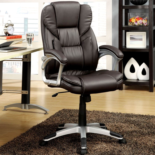 Plush Executive Dark Brown Swivel Adjustable Office Chair