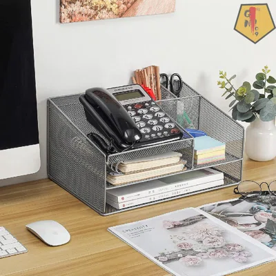 Telephone Stand For Desk Organizer Office Suppies Desktop Organizer With Letter Tray Phone Stand Pen Pencil Holder