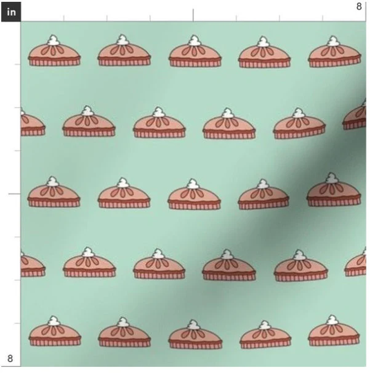 Thanksgiving Pie Line Up Fabric By The Yard | Holiday Desserts Pies Pumpkin Fall Autumn Harvest Custom