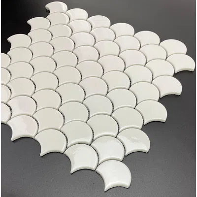 2" x 1.75" Glass Fish Scale Shape Mosaic Wall & Floor Tile