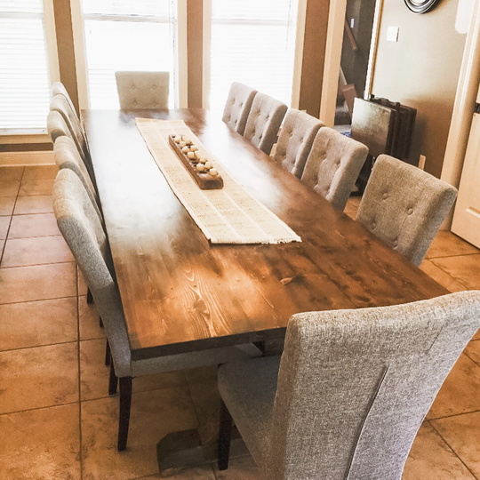 Long Farmhouse Table, Large Rustic Kitchen Wood Dining 12-Foot, 13-Foot, 14-Foot Table - All Sizes & Stains