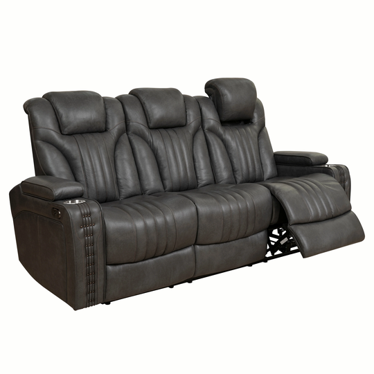 Nalo Power Recline and Power Headrest Sofa in Gunmetal Grey