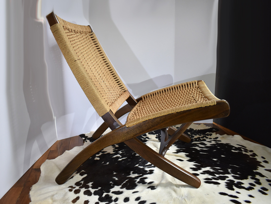 Mid Century Modern Wegner Style Folding Rope Chair, Free Shipping To The Lower 48