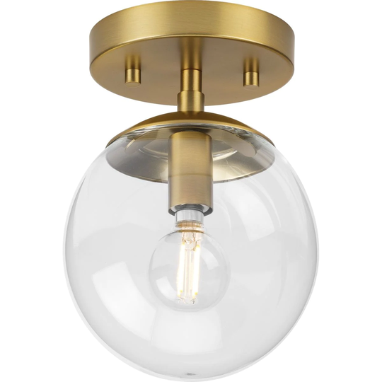 Atwell Collection One-Light Brushed Bronze Mid-Century Modern Semi-Flush Mount - 5.87 in x 5.87 in x 7.87 in