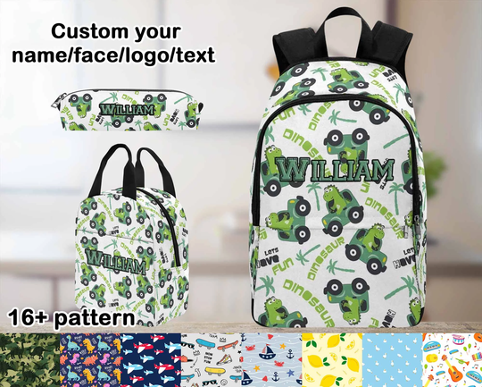 Personalised Girls & Boys Backpack, Custom Skateboard Lunch Bag, Pencil Case For Kids, Colorful Kids Back To School Gift
