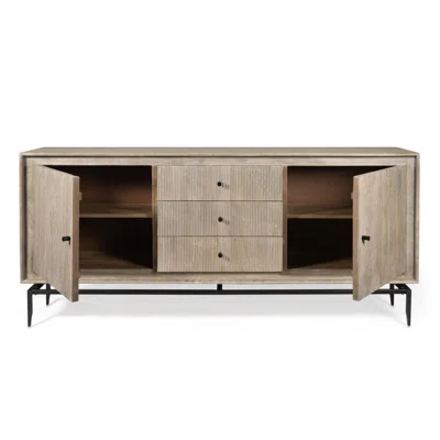 69'' Wide 3 Drawer Mango Solid Wood Sideboard