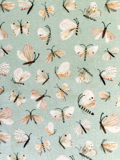 Small Cabbage White Butterfly All Over Sage Green Quilting Cotton Fabric By 1/4 Yard, 1/2 Yard Or Fat Quarter, Insect